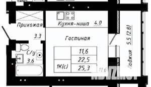 1-к квартира, строящийся дом, 25м2, 10/10 этаж