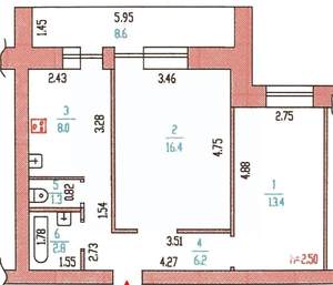 2-к квартира, вторичка, 48м2, 4/5 этаж