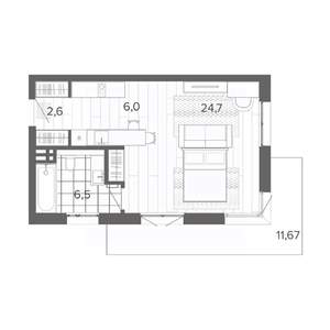 Студия квартира, строящийся дом, 51м2, 7/9 этаж