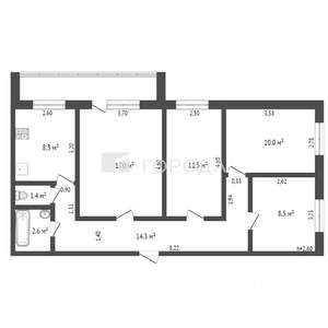 4-к квартира, вторичка, 74м2, 6/9 этаж