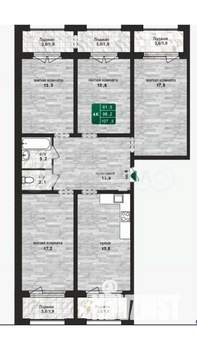 4-к квартира, строящийся дом, 108м2, 1/16 этаж
