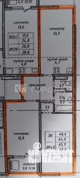 3-к квартира, сданный дом, 64м2, 5/18 этаж