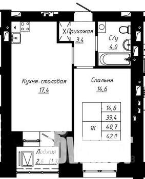 1-к квартира, строящийся дом, 41м2, 15/16 этаж