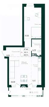 2-к квартира, строящийся дом, 64м2, 2/18 этаж