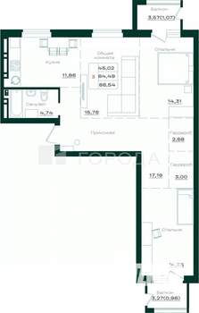 3-к квартира, вторичка, 87м2, 18/21 этаж