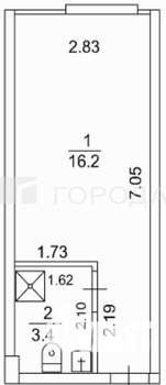 Студия квартира, вторичка, 20м2, 3/3 этаж