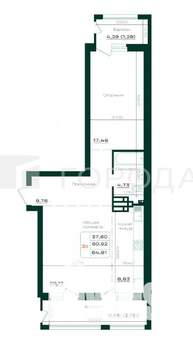 2-к квартира, вторичка, 65м2, 17/19 этаж