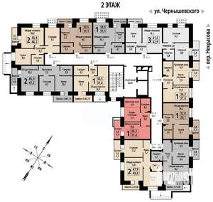 1-к квартира, строящийся дом, 37м2, 2/10 этаж