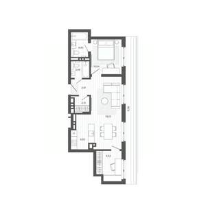 2-к квартира, строящийся дом, 64м2, 8/9 этаж