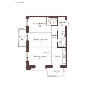 3-к квартира, вторичка, 67м2, 19/23 этаж