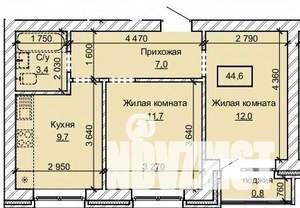 2-к квартира, строящийся дом, 45м2, 3/10 этаж