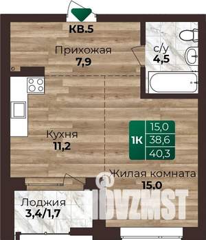 1-к квартира, строящийся дом, 40м2, 8/22 этаж