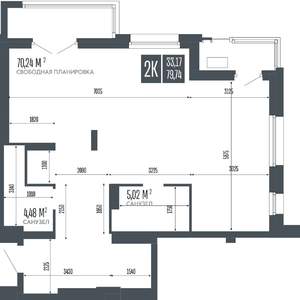2-к квартира, строящийся дом, 80м2, 15/15 этаж
