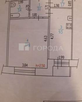 1-к квартира, вторичка, 36м2, 3/9 этаж