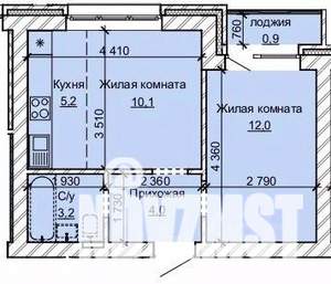 2-к квартира, строящийся дом, 35м2, 1/10 этаж