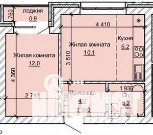 2-к квартира, строящийся дом, 35м2, 9/10 этаж