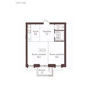2-к квартира, вторичка, 46м2, 18/23 этаж