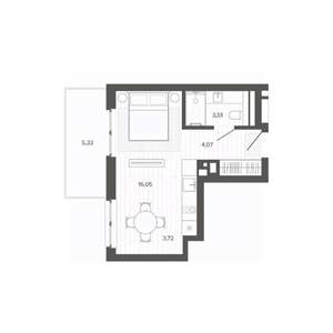 1-к квартира, строящийся дом, 33м2, 4/9 этаж