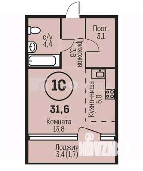 Студия квартира, вторичка, 32м2, 3/22 этаж