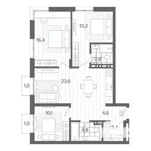 4-к квартира, вторичка, 84м2, 5/9 этаж