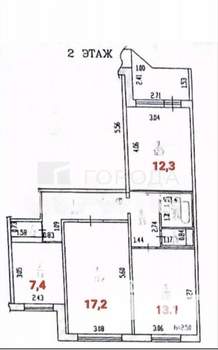 3-к квартира, вторичка, 67м2, 2/10 этаж