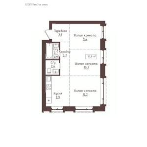 3-к квартира, вторичка, 53м2, 3/23 этаж
