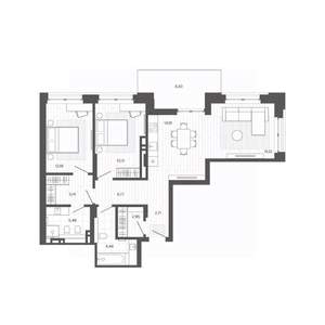 2-к квартира, строящийся дом, 92м2, 6/9 этаж