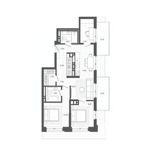 3-к квартира, строящийся дом, 79м2, 9/9 этаж