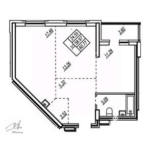 3-к квартира, сданный дом, 59м2, 10/16 этаж