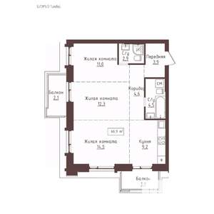 3-к квартира, вторичка, 67м2, 18/23 этаж