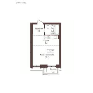 1-к квартира, вторичка, 33м2, 11/23 этаж