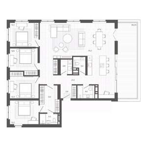 5-к квартира, вторичка, 177м2, 9/9 этаж