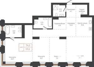 4-к квартира, строящийся дом, 131м2, 4/27 этаж