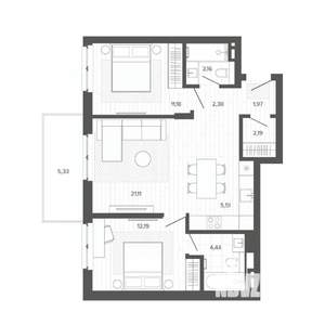 3-к квартира, вторичка, 69м2, 5/9 этаж