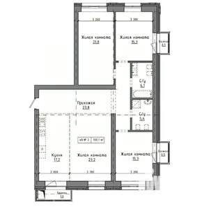 4-к квартира, строящийся дом, 130м2, 3/9 этаж