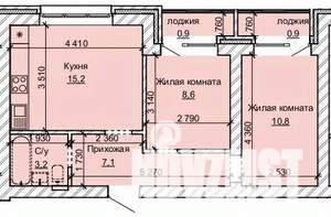 2-к квартира, строящийся дом, 47м2, 1/10 этаж