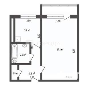 1-к квартира, вторичка, 31м2, 3/5 этаж