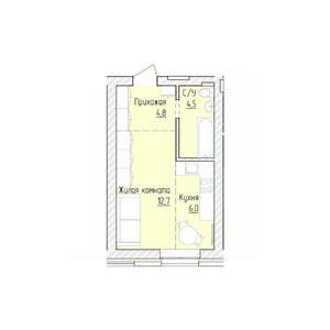 1-к квартира, строящийся дом, 28м2, 2/8 этаж