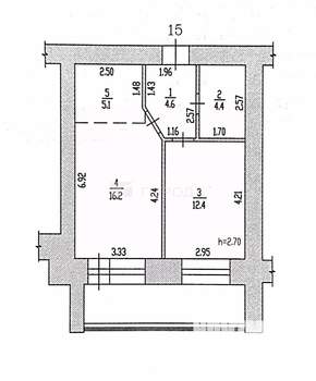 1-к квартира, вторичка, 43м2, 4/15 этаж