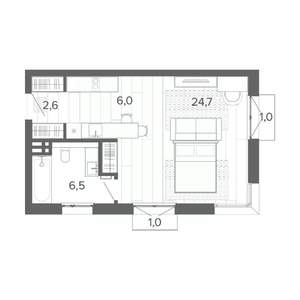 Студия квартира, строящийся дом, 42м2, 3/9 этаж