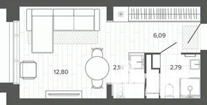 Студия квартира, строящийся дом, 24м2, 5/19 этаж