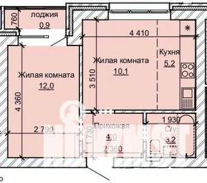 2-к квартира, строящийся дом, 35м2, 9/10 этаж