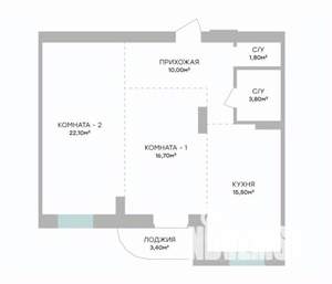 2-к квартира, строящийся дом, 72м2, 2/7 этаж