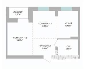 1-к квартира, строящийся дом, 49м2, 2/7 этаж