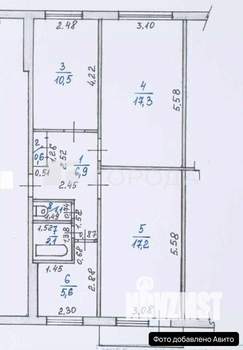 3-к квартира, вторичка, 63м2, 2/5 этаж