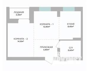 1-к квартира, вторичка, 49м2, 2/7 этаж