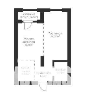 2-к квартира, вторичка, 40м2, 6/22 этаж