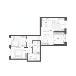3-к квартира, строящийся дом, 83м2, 1/9 этаж