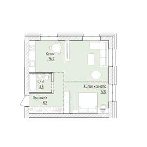 1-к квартира, строящийся дом, 52м2, 2/8 этаж