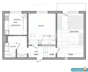 2-к квартира, вторичка, 51м2, 3/9 этаж